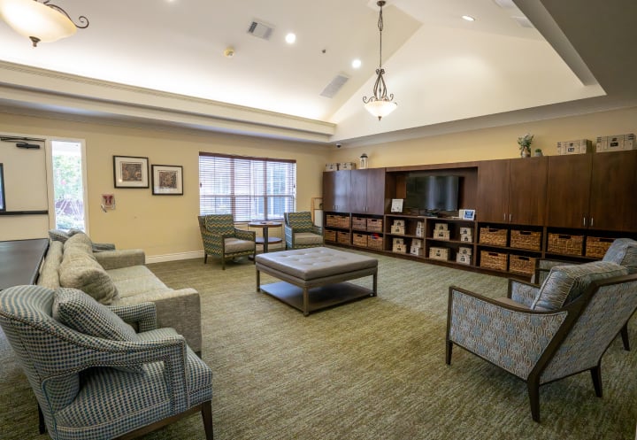 Activity Lounge With Craft Baskets at Memory Care Facility Activity Lounge With Craft Baskets at Memory Care Facility