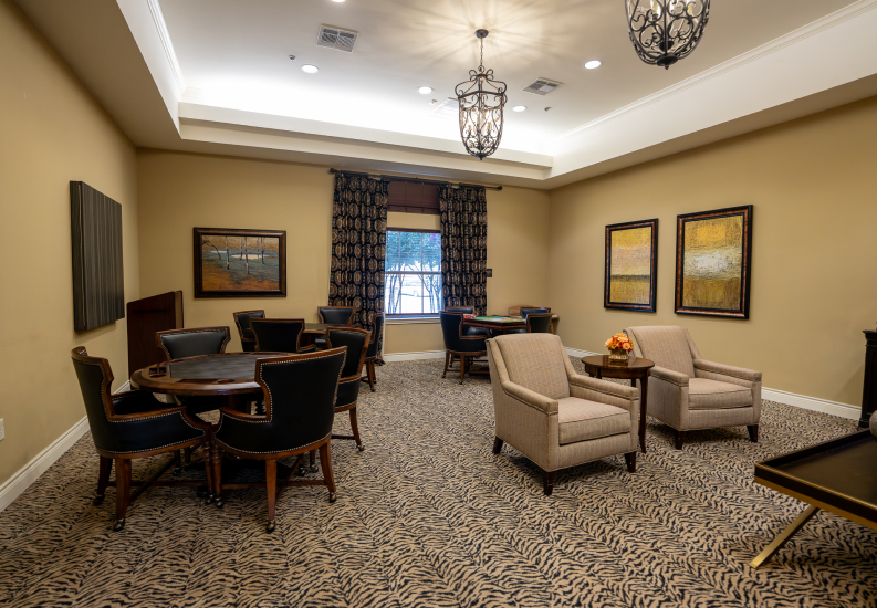 Elegant Card Room With Seating at Independent Living Facility Elegant Card Room With Seating at Independent Living Facility