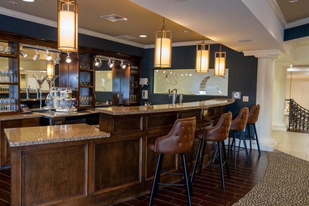 Cocktail Bar With Stools at Independent Living Facility