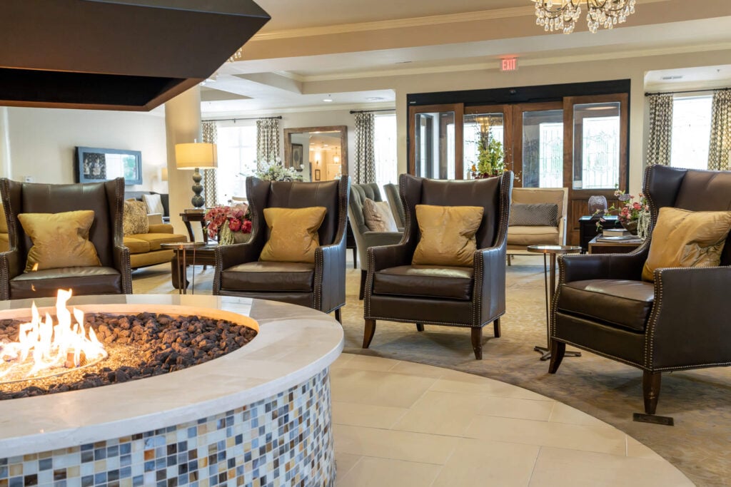 Fireside Lounge With Seating at Independent Living Facility
