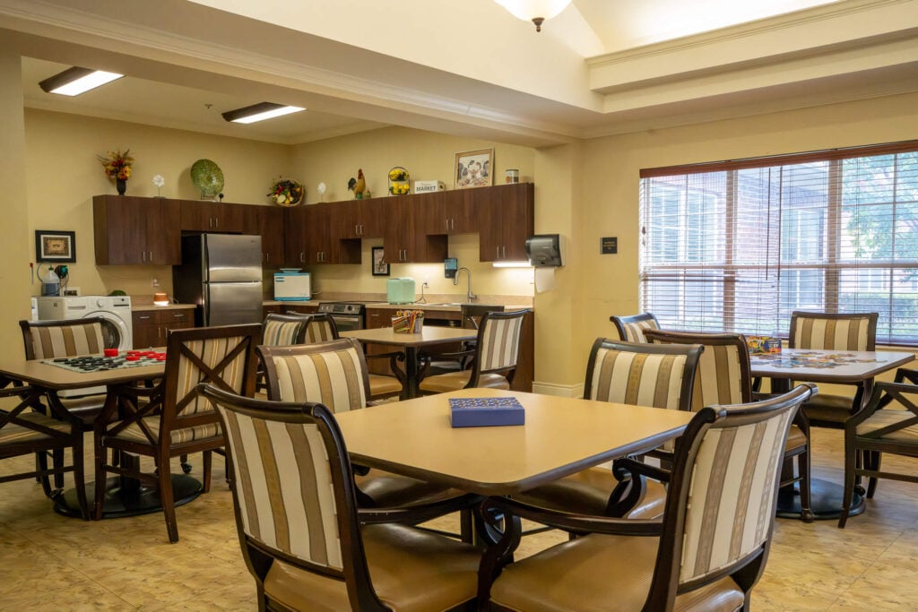 Activity Room With Kitchen at Memory Care Facility