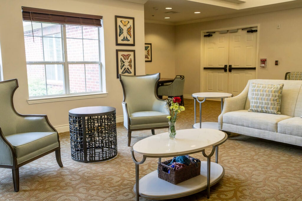 Cozy Reading Nook Seating at Memory Care Facility