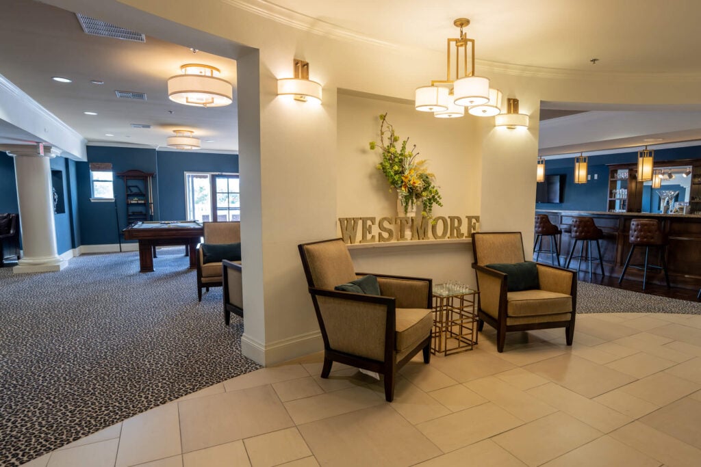 Lobby Lounge With Bar at Independent Living Facility