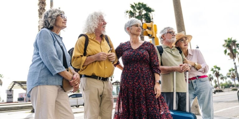 Elderly Friends Traveling Together from Independent Living Facility